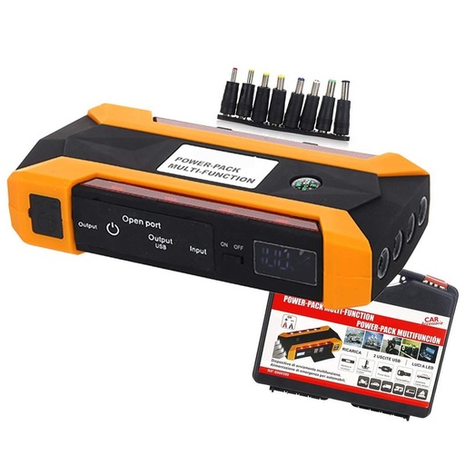 [PT300599] Avviatore di Emergenza Booster Portatile con Batteria 9800mAh per Avviamento Auto Ricarica Smartphone e Laptop con Torcia e Martello Emergenza