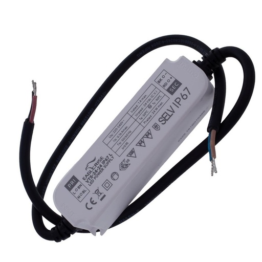 [ER-VTS-24-24] Alimentatore Trasformatore LED Cerificato ENEC Output 24W 24V 1A Input 220V IP67 Compatibile Meanwell LPV-24-24