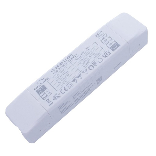 [ER-LS-75-24] Alimentatore Trasformatore LED Cerificato ENEC Output 75W 24V 3.13A Input 220V Compatibile Meanwell PLC-60-24