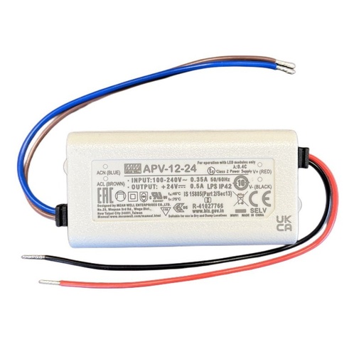 [MW-APV-12-24] MeanWell APV-12-24 Alimentatore 12W 24V 0,5A IP30 Input 220V e 110V