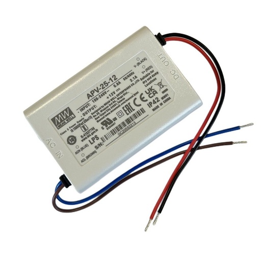 [MW-APV-25-12] MeanWell APV-25-12 Alimentatore 25W 12V 2,1A IP30 Input 220V e 110V