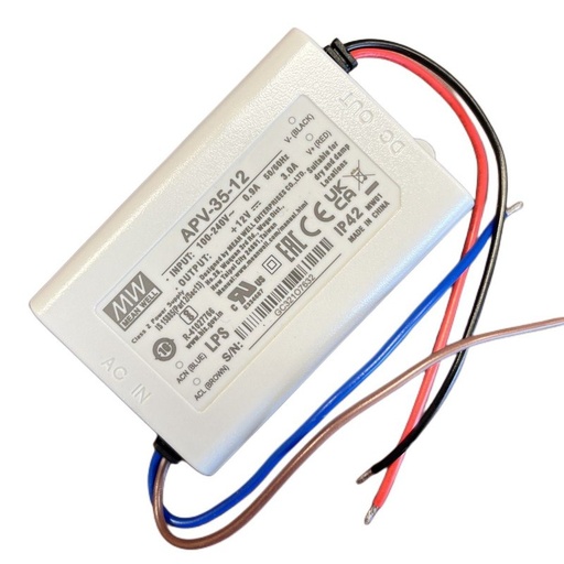 [MW-APV-35-12] MeanWell APV-35-12 Alimentatore 35W 12V 3A IP30 Input 220V e 110V