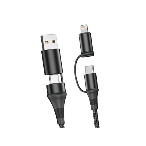 [AC820016] Cavo USB 4 In 1 USB-A USB-C Lightning Nylon Intrecciato 1 Metro Ricarica Veloce Massimo 60W