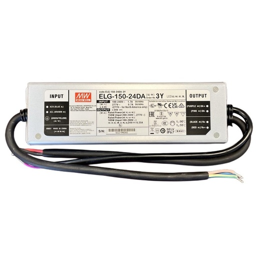 [MW-ELG-150-24DA-3Y] MeanWell ELG-150-24DA-3Y Alimentatore Dimmerabile DALI IP67 150W 24V 6,25A Input 220V e 110V