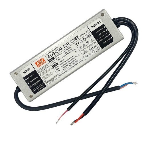 [MW-ELG-200-12B-3Y] MeanWell ELG-200-12B-3Y Alimentatore IP67 192W 12V 16A Input 220V e 110V Dimmerabile 3 In 1 0-10V PWM Resistenza