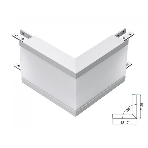 [FP0389] Connettore Giunto Forma L Curva Angolo Esterno 12W Bianco 4000K Per Lampada Led Lineare Da Incasso FP0381 SKU-389