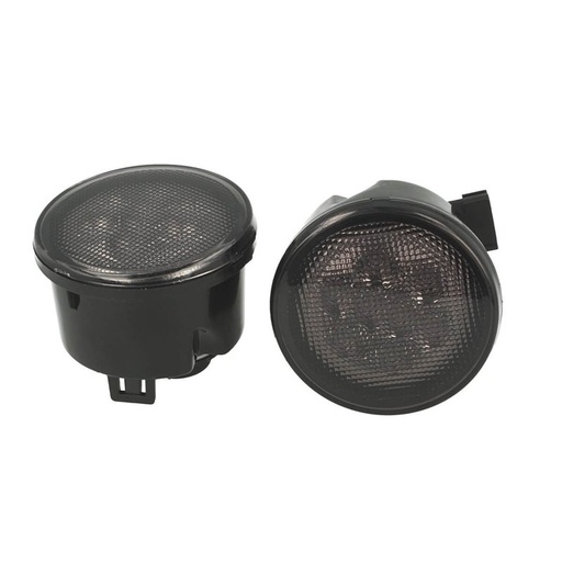 [FS3004] Coppia Frecce Led Anteriori Indicatore Lente Fume Per Jeep Wrangler JK 2007-2017 Arancione 12V 3W