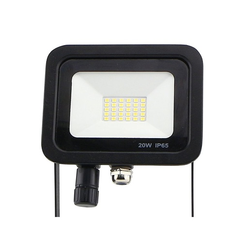 [FE38020N] Faro Led Flood Light Slim 20W IP65 Bianco Neutro Carcassa Nera Sensore PIR Opzionale CL1918