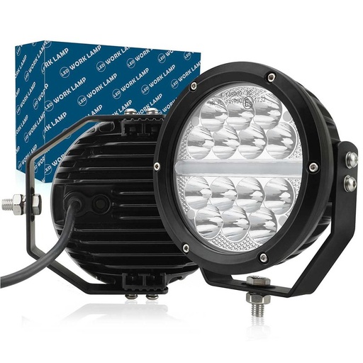 [FSR6084] Faro Led Fuoristrada Rotondo 6'' 70W 7000LM + DRL Bianco 10W 12V 24V IP67 6000K Omologato E-Mark