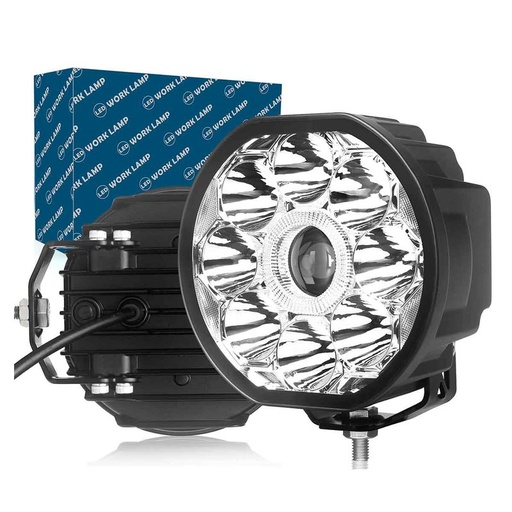 [FSR6090] Faro Led Fuoristrada Rotondo 6'' 80W 8000LM + Frecce Arancione 10W 12V 24V IP67 6000K Omologato E-Mark