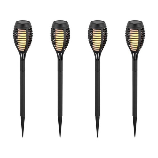 [HS8689] Kit 4 Lampade Solare a Led 1W 2200K Forma di Torcia Effetto Fiamma IP44 Per Giardino SKU-8689