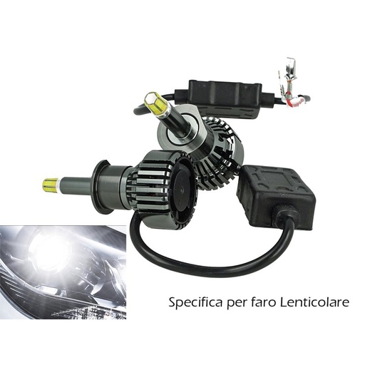 [LH1038] Kit Full Led Canbus H1 38W Reale Canbus 12V 24V Luce 360 Gradi Per Faro Lenticolare Ventola Silenzioso 4500 lm