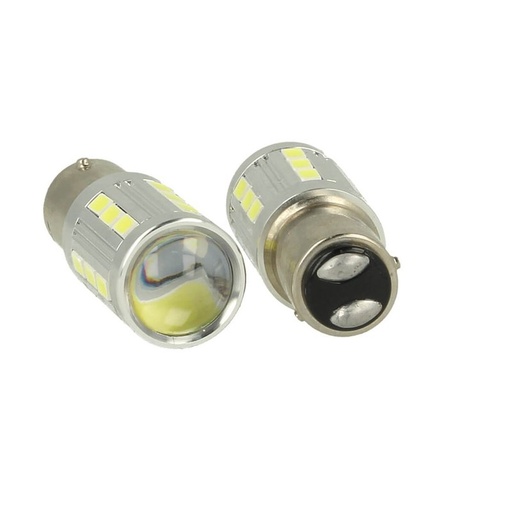 [LS9321] Lampada Led BAZ15D 1157 P21/4W 12V 24V 21 Smd 5730 Super Bianco Luminoso Piedi Storti Asimmetrica