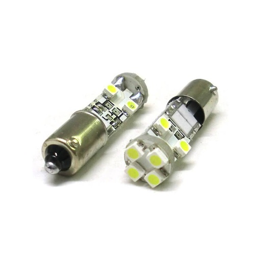 [LS2988] Lampada Led Canbus BAX9S H6W 8 Smd No Errore Piedi Storti 12V Luci Posizione Con Resistenza