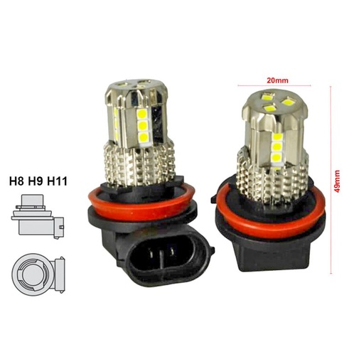 [LS4508] Lampada Led H8 H11 H9 12V 45W Bianco No Polarita Super Luminoso 1000 Lumens