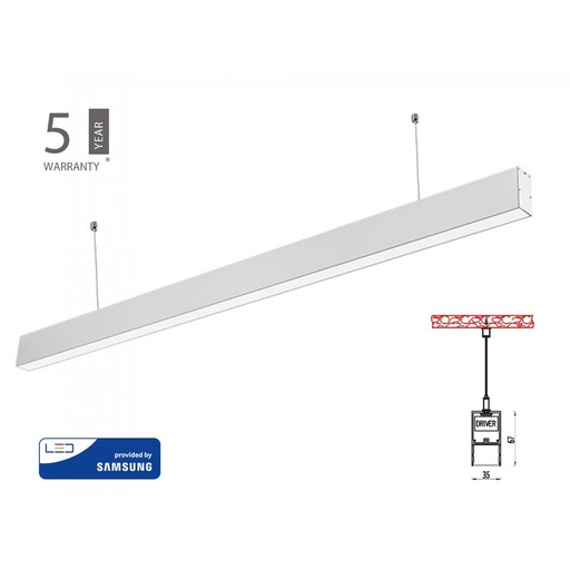 [SV0376] Lampada Led Lineare A Sospensione Slim 120cm 40W Corpo Bianco Neutro 4000K Allungabile Chip Samsung  SKU-21376