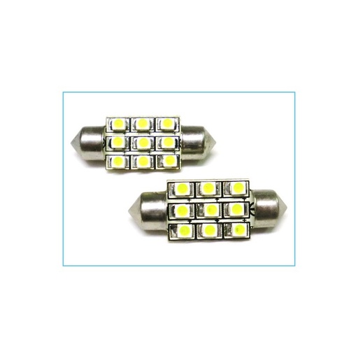 [LS3919] Lampada Led Siluro T11 C5W 39mm 9 Smd Bianco Freddo 12V Luci Targa