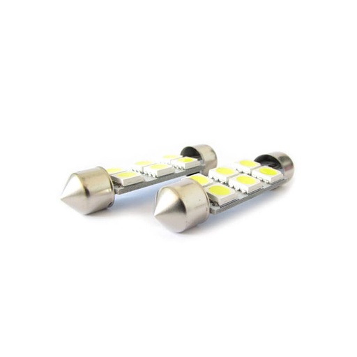 [LS4116] Lampada Led Siluro T11 C5W 41mm 6 Smd 5050 Bianco Ghiaccio 12V Luci Targa