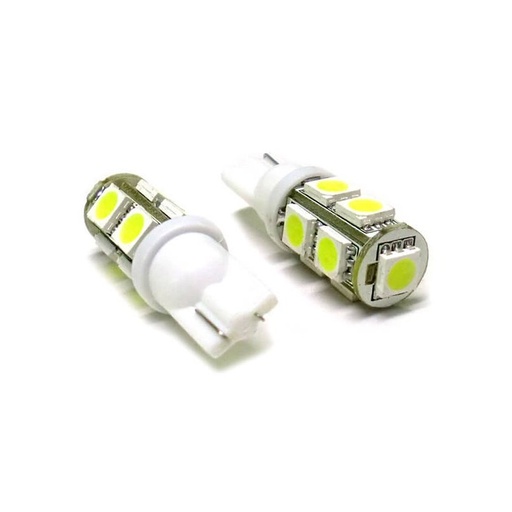 [LS1019] Lampada Led T10 W5W 9 Smd 5050 Bianco Luci Posizione 12V