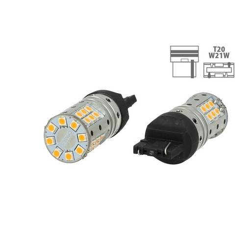 [LS4332] Lampada Led T20 W21W WY21W 7440 Canbus 12V 25W Reale Arancione Per Frecce No Errore 32 Smd 3030