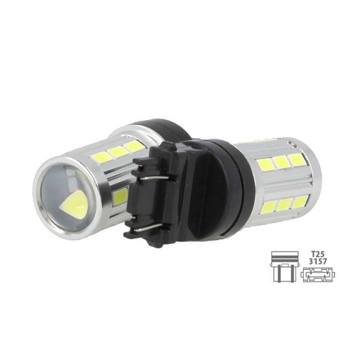 [LS7021] Lampada Led T25 3157 P27/7W 12V 5W 21 Smd 5730 Super Bianco Luminoso Per Auto Giapponese Americano