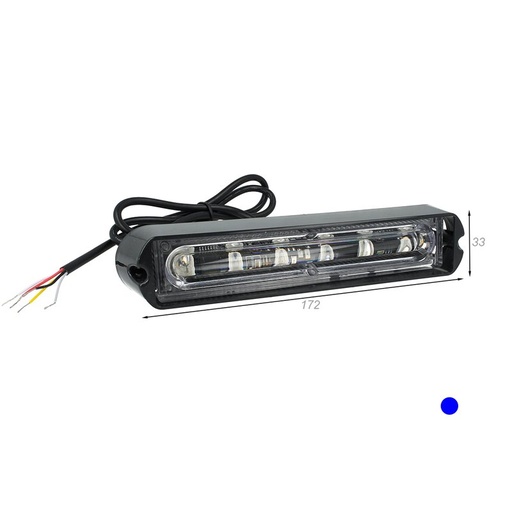 [LN2716B] Lampada Luce Lampeggiante Led Strobo Blu 12V 24V 6W Smd 3535 Segnalazione Emergenza Per Auto Trattore IP65