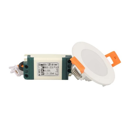 [FP8803N] Lampada Mini Faretto Pannello Led Da Incasso Rotondo 3W=30W Bianco Neutro Diametro 72mm Foro 50mm