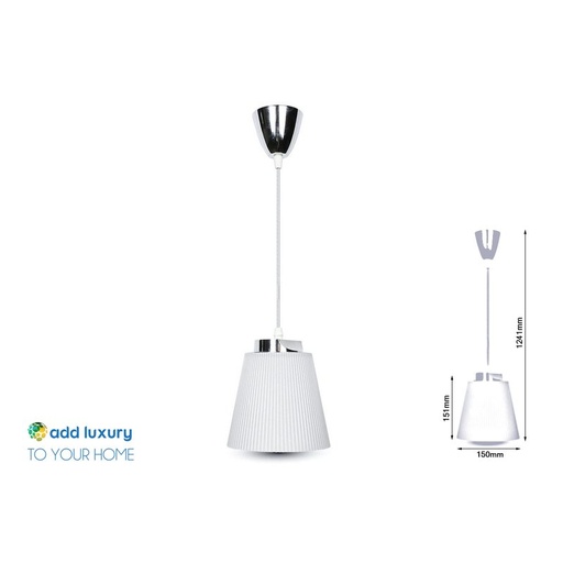 [SV8505] Lampadario Led a Sospensione Campana Coppa in Plastica Bianca 7W 4000K Base Cromato SKU-8505