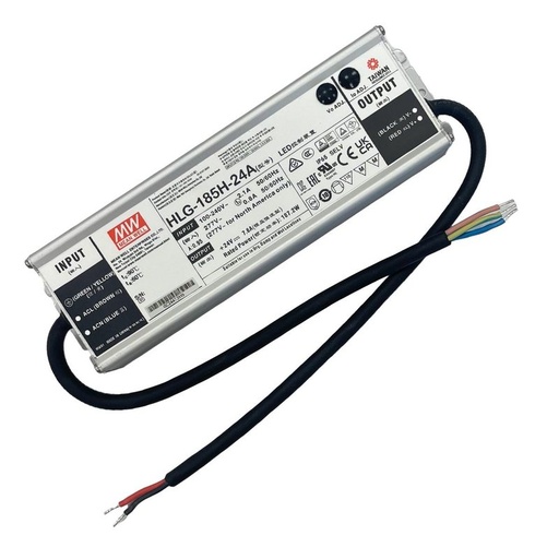 [MW-HLG-185H-24A] Meanwell HLG-185H-24A Alimentatore Led Driver CC CV 185W 24V 7,8A IP67 Input 220V 110V