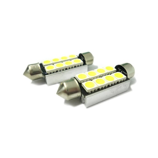 [LS4218] Lampadina Led Siluro Canbus T11 C5W 42mm 8 SMD 5050 12V Luci Targa Con Dissipatore