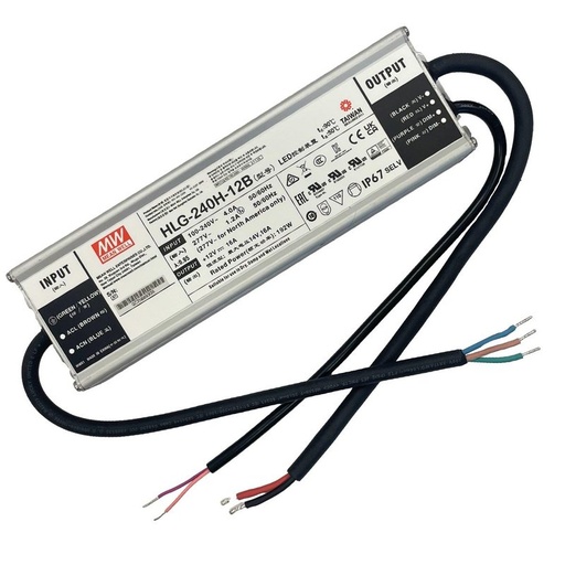 [MW-HLG-240H-12B] MeanWell HLG-240H-12B Alimentatore Led Driver Dimmerabile IP67 192W 12V 16A Input 220V e 110V