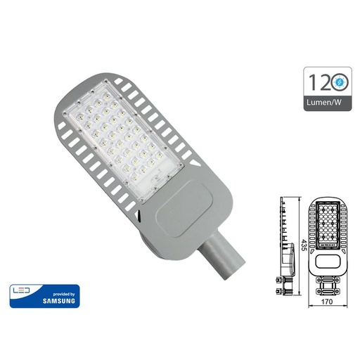 [FE49050F] Lampione Stradale Led 50W 6400K 120lm/W Street Lamp Per Strada Giardino Villa IP65 SKU-21959