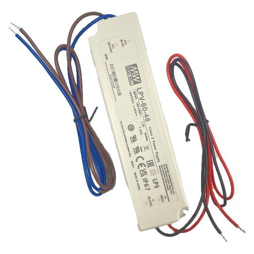 [MW-LPV-60-48] MeanWell LPV-60-48 Alimentatore Trasformatore CV 60W 48V 1,25A Impermeabile IP67 Input 220V e 110V