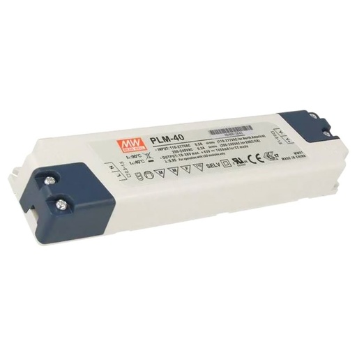 [MW-PLM-40-1750] MeanWell PLM-40-1750 Led Driver Corrente Costante 1750mA DC12V-23V Max 40W