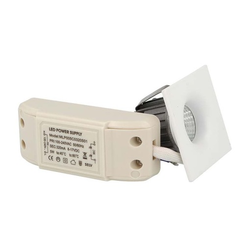 [FP4130C] Mini Faretto Led Da Incasso Quadrato 3W Bianco Caldo 38 Gradi