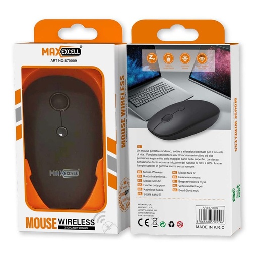 [VH870009B] Mouse Wireless da Ufficio Lavoro Navigare Mouse Senza Filo con Design Leggera e Compatto Perfetto per Viaggio Modello Vintage Colore Nero