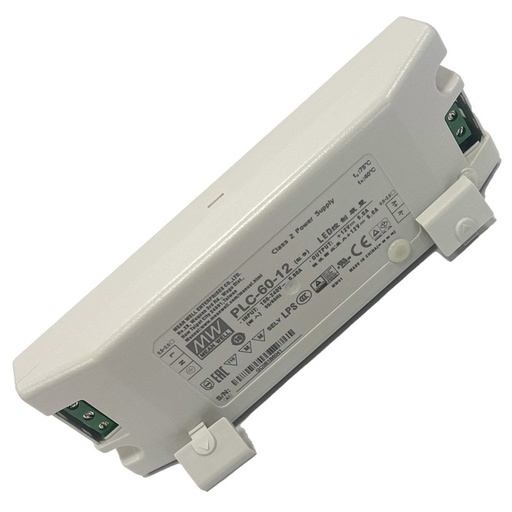 [MW-PLC-60-12] Meanwell PLC-60-12 Alimentatore 12V 5A 60W Con Scatola Chiusa In Plastica Input 220V e 110V