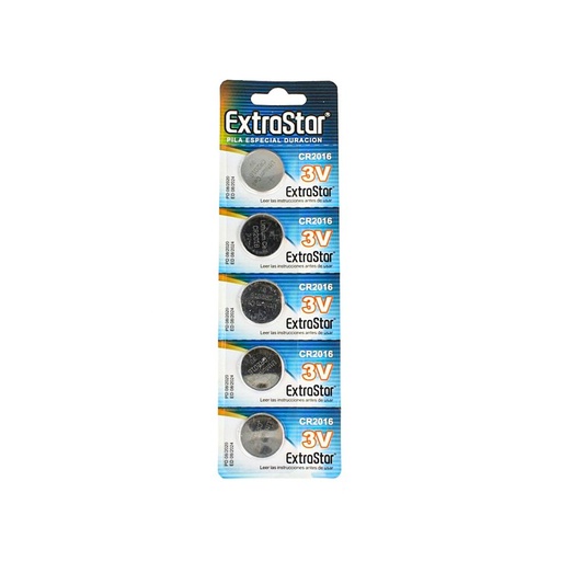 [DUCR2016] Pila Batteria A Bottone Extrastar CR2016 3V Confezione Da 5 Pile