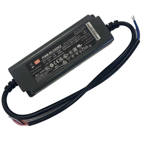 [MW-PWM-60-24DA2] MeanWell PWM-60-24DA2 Alimentatore Led Dimmerabile DALI e DALI-2 60W 24V 2,5A IP67 Input 220V e 110V