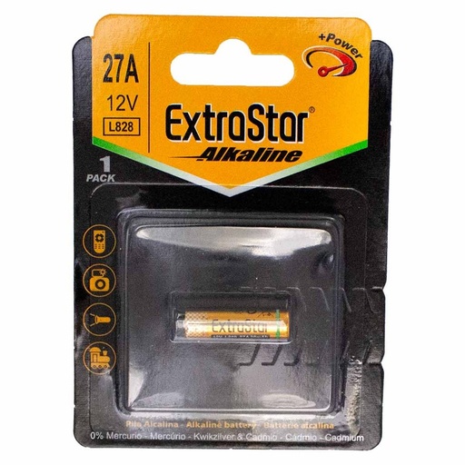 [DU160276] Pila Batteria L828 12V 27A LR27A MN27 Super Alcalina Extrastar Confezione da 1 Pezzo