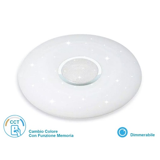 [LP14941] Plafoniera A Led Da Soffitto CCT 3 in 1 Rotonda 40W D395mm Effetto Stellato Con Telecomando Incluso SKU-14941