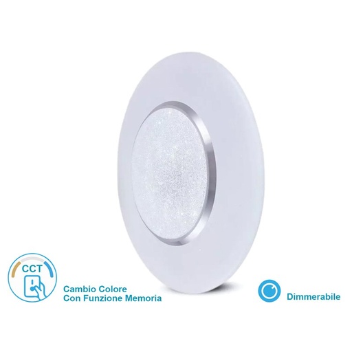 [LP14621] Plafoniera A Led Da Soffitto CCT 3 in 1 Rotonda 60W D500mm Effetto Stellato Cristallo Con Telecomando Incluso SKU-14621