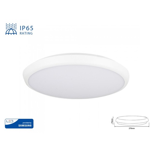 [LP0820C] Plafoniera A Led Da Soffitto o Parete 3000K 12W IP65 Anche Esterno Diametro 270mm SKU-935