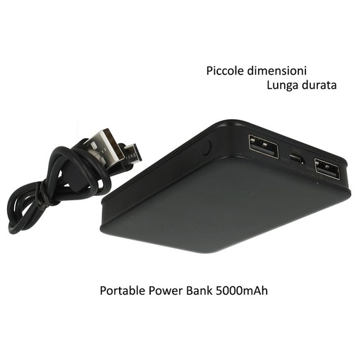 [CV8193B] Portable Power Bank 5000mAh Colore Nero Batteria Litio Esterna Portatile Con 2 USB 5V 2,1A SKU-8193