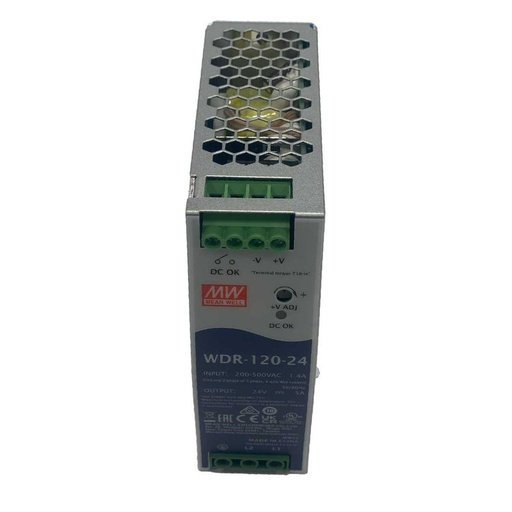 [MW-WDR-120-24] MeanWell WDR-120-24 Alimentatore Slim DIN Rail 120W 24V 5A Input 180-550V