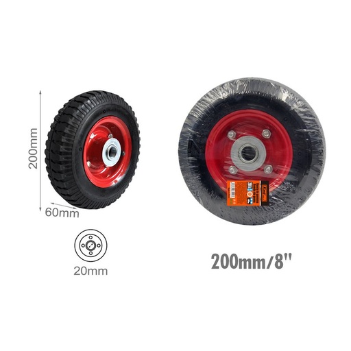 [AS067922] Ruota Pneumatiche con Boccola 4PR Capacita Peso Fino 90Kg Diametro 200mm x Spessore 60mm Max 30PSI Ricambio per Carretto e Carriola