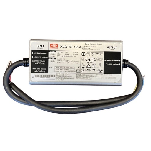 [MW-XLG-75-12-A] MeanWell XLG-75-12-A Alimentatore IP67 60W 12V 5A Input 220V 110V