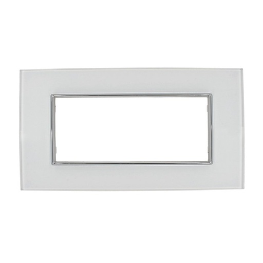 [SD21006VT] SANDASDON Placca Cristal 6M Bianco Effetto Vetro Compatibile Con Con Bticino Axolute