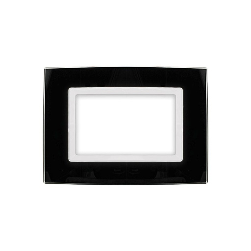 [SD68003-2VT] SANDASDON Placca Elegance In Vetro Cristallo Plexiglass Lucido 3M Nero Compatibile Con Bticino Matix