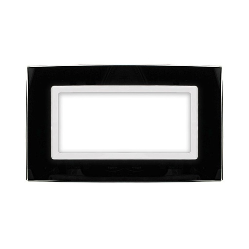 [SD68004-2VT] SANDASDON Placca Elegance In Vetro Cristallo Plexiglass Lucido 4M Nero Compatibile Con Bticino Matix